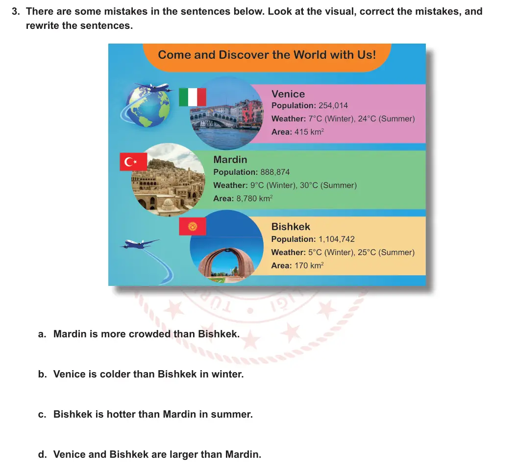6. Sınıf İngilizce 2024-2025 1. Dönem 2. Yazılı 3. Soru görseli (1/2)