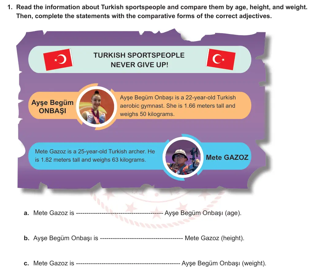 7. Sınıf İngilizce 2024-2025 1. Dönem 2. Yazılı 1. Soru görseli (1/2)