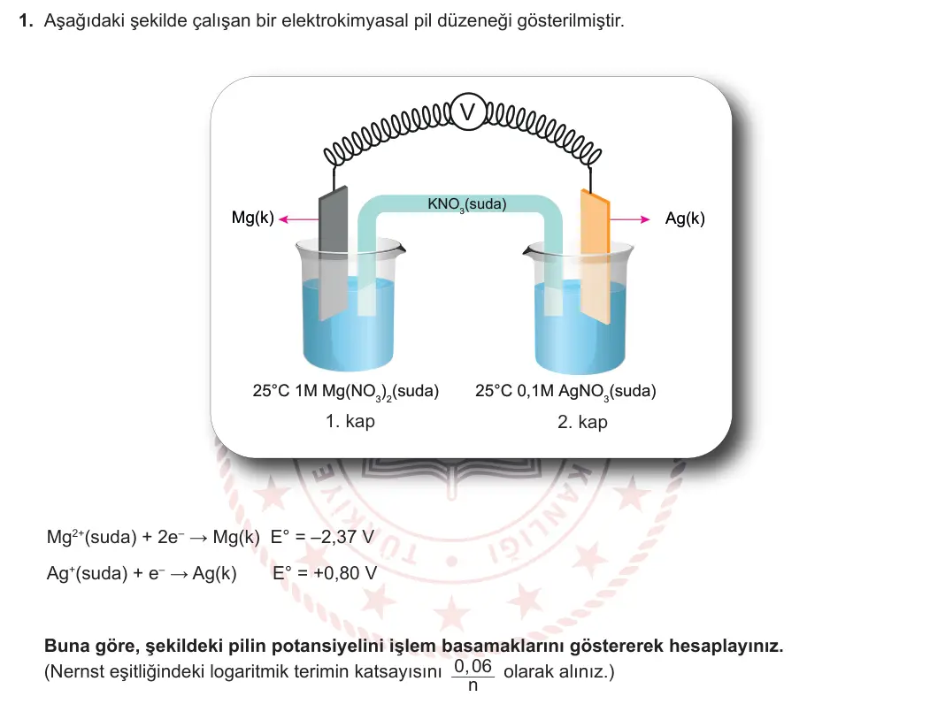 12. Sınıf Kimya 2024-2025 1. Dönem 2. Yazılı 1. Soru görseli