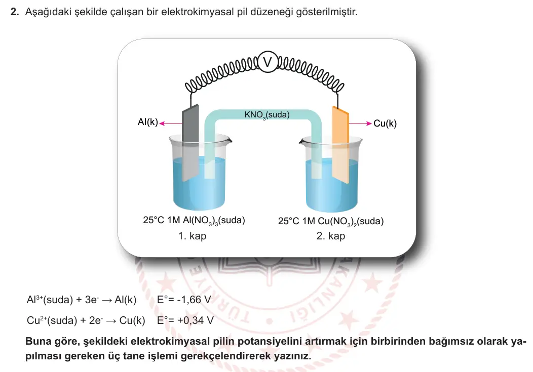 12. Sınıf Kimya 2024-2025 1. Dönem 2. Yazılı 2. Soru görseli