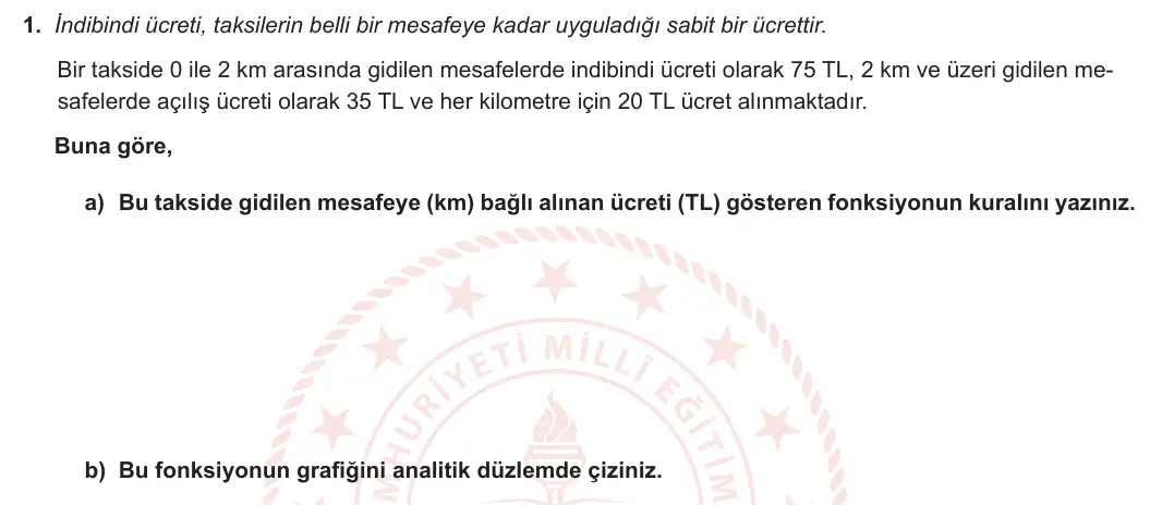 10. Sınıf Matematik 2024-2025 1. Dönem 2. Yazılı 1. Soru görseli