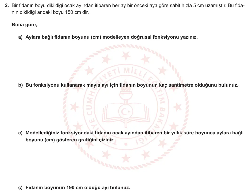 10. Sınıf Matematik 2024-2025 1. Dönem 2. Yazılı 2. Soru görseli