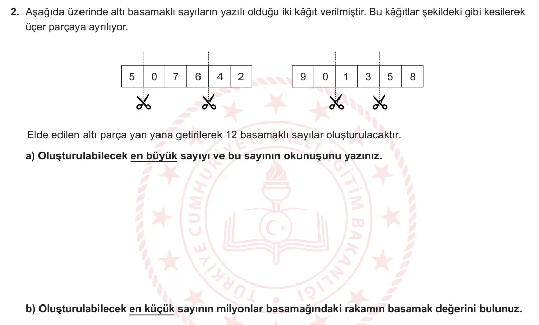5. Sınıf Matematik 2024-2025 1. Dönem 2. Yazılı 2. Soru görseli