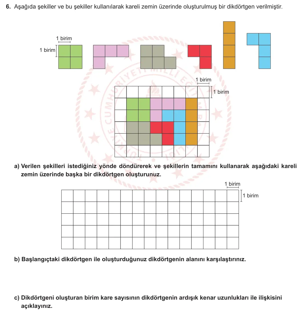 5. Sınıf Matematik 2024-2025 1. Dönem 2. Yazılı 6. Soru görseli