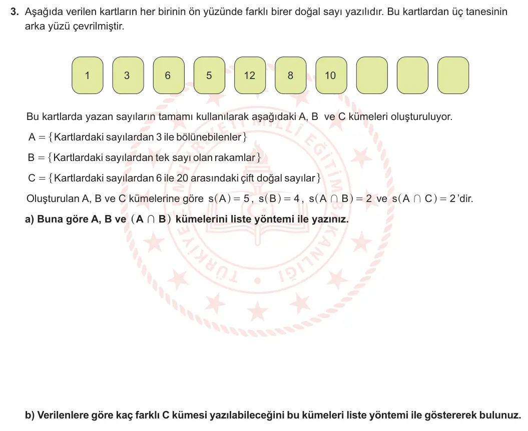 6. Sınıf Matematik 2024-2025 1. Dönem 2. Yazılı 3. Soru görseli