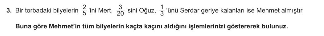 7. Sınıf Matematik 2024-2025 1. Dönem 2. Yazılı 3. Soru görseli
