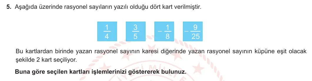 7. Sınıf Matematik 2024-2025 1. Dönem 2. Yazılı 5. Soru görseli