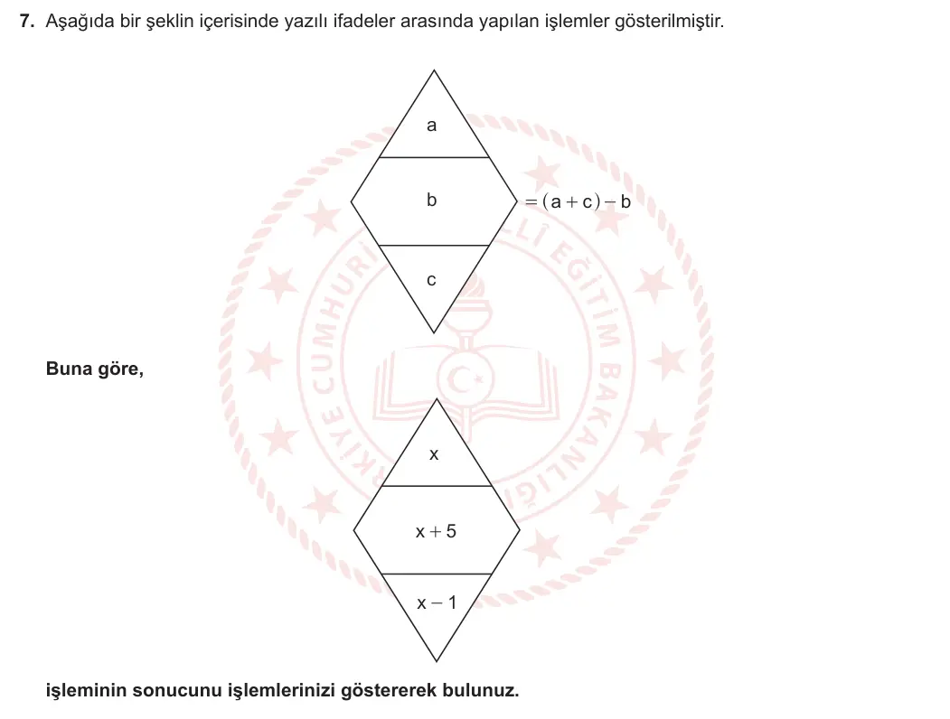 7. Sınıf Matematik 2024-2025 1. Dönem 2. Yazılı 7. Soru görseli