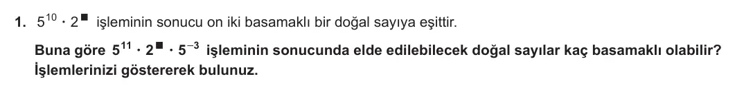8. Sınıf Matematik 2024-2025 1. Dönem 2. Yazılı 1. Soru görseli