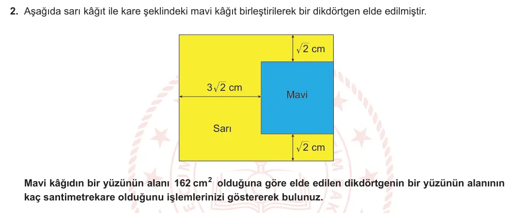 8. Sınıf Matematik 2024-2025 1. Dönem 2. Yazılı 2. Soru görseli