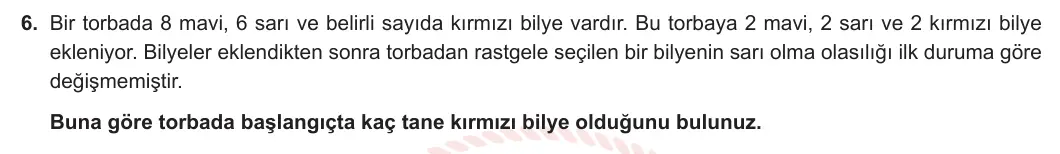 8. Sınıf Matematik 2024-2025 1. Dönem 2. Yazılı 6. Soru görseli