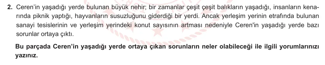 5. Sınıf Sosyal Bilgiler 2024-2025 1. Dönem 2. Yazılı 2. Soru görseli