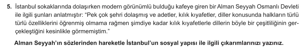 7. Sınıf Sosyal Bilgiler 2024-2025 1. Dönem 2. Yazılı 5. Soru görseli