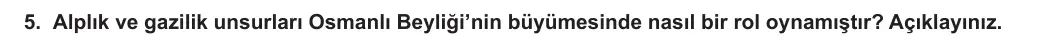 10. Sınıf Tarih 2024-2025 1. Dönem 2. Yazılı 5. Soru görseli