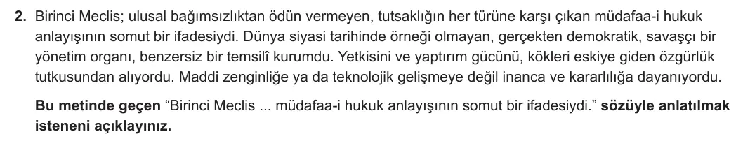 12. Sınıf T.C. İnkılap Tarihi ve Atatürkçülük 2024-2025 1. Dönem 2. Yazılı 2. Soru görseli