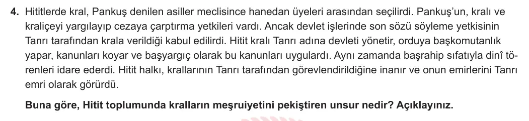 9. Sınıf Tarih 2024-2025 1. Dönem 2. Yazılı 4. Soru görseli