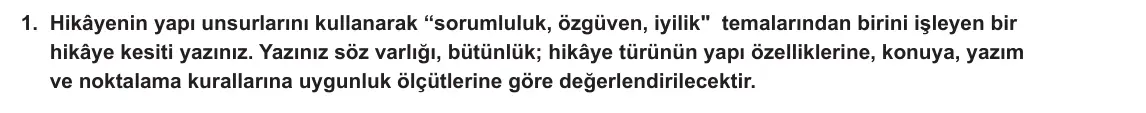 10. Sınıf Türk Dili ve Edebiyatı 2024-2025 1. Dönem 2. Yazılı 1. Soru görseli