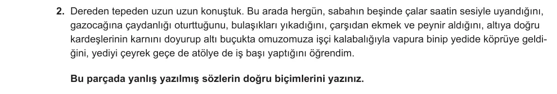 11. Sınıf Türk Dili ve Edebiyatı 2024-2025 1. Dönem 2. Yazılı 2. Soru görseli