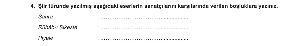 11. Sınıf Türk Dili ve Edebiyatı 2024-2025 1. Dönem 2. Yazılı 4. Soru görseli (1/2)