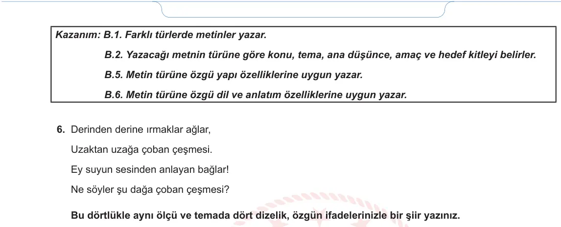 11. Sınıf Türk Dili ve Edebiyatı 2024-2025 1. Dönem 2. Yazılı 5. Soru görseli (2/2)