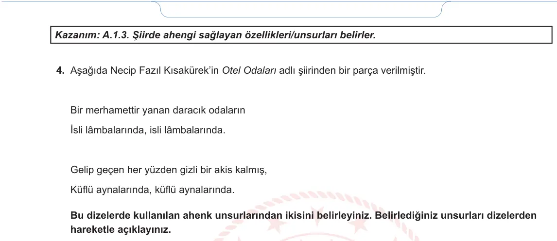 12. Sınıf Türk Dili ve Edebiyatı 2024-2025 1. Dönem 2. Yazılı 3. Soru görseli (2/2)