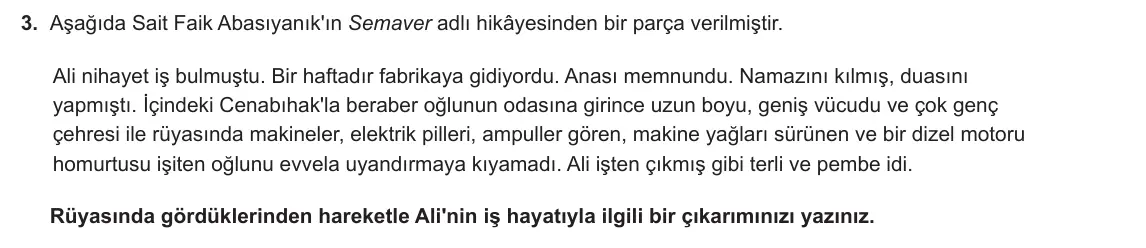 9. Sınıf Türk Dili ve Edebiyatı 2024-2025 1. Dönem 2. Yazılı 3. Soru görseli (1/2)