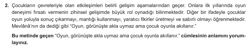 5. Sınıf Türkçe 2024-2025 1. Dönem 2. Yazılı 2. Soru görseli