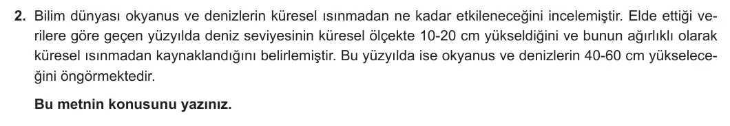 6. Sınıf Türkçe 2024-2025 1. Dönem 2. Yazılı 2. Soru (MEB Yayınları) görseli