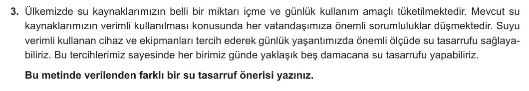 6. Sınıf Türkçe 2024-2025 1. Dönem 2. Yazılı 3. Soru (MEB Yayınları) görseli