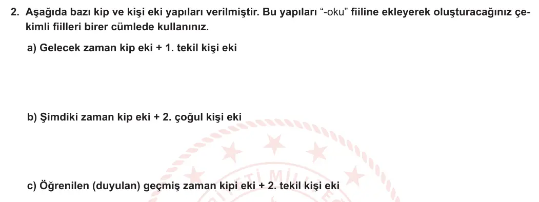7. Sınıf Türkçe 2024-2025 1. Dönem 2. Yazılı 2. Soru (MEB Yayınları) görseli