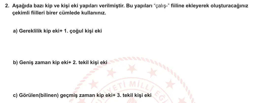 7. Sınıf Türkçe 2024-2025 1. Dönem 2. Yazılı 2. Soru (Özgün Yayınları) görseli