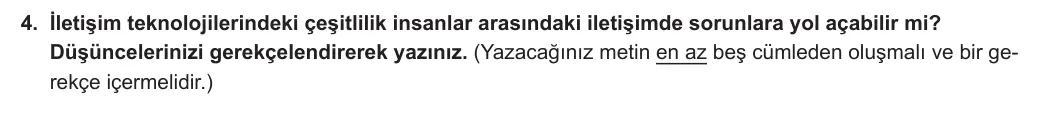 7. Sınıf Türkçe 2024-2025 1. Dönem 2. Yazılı 4. Soru (Özgün Yayınları) görseli