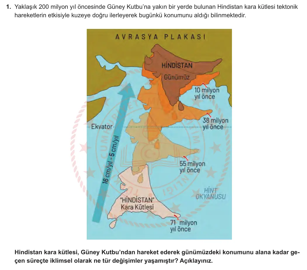 9. Sınıf Coğrafya 2024-2025 2. Dönem 1. Yazılı 1. Soru görseli (1/2)