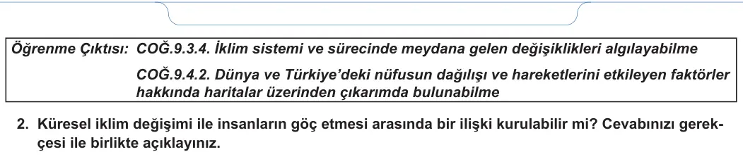 9. Sınıf Coğrafya 2024-2025 2. Dönem 1. Yazılı 1. Soru görseli (2/2)