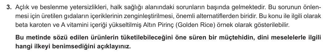 12. Sınıf Din Kültürü ve Ahlak Bilgisi 2024-2025 2. Dönem 1. Yazılı 3. Soru görseli