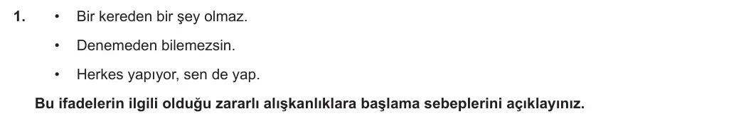 6. Sınıf Din Kültürü ve Ahlak Bilgisi 2024-2025 2. Dönem 1. Yazılı 1. Soru görseli