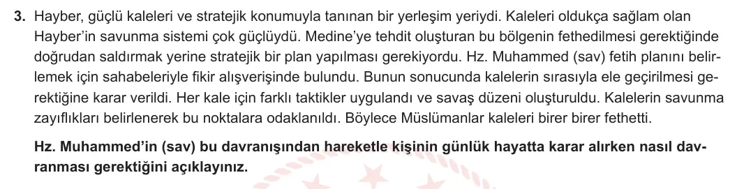 8. Sınıf Din Kültürü ve Ahlak Bilgisi 2024-2025 2. Dönem 1. Yazılı 3. Soru görseli