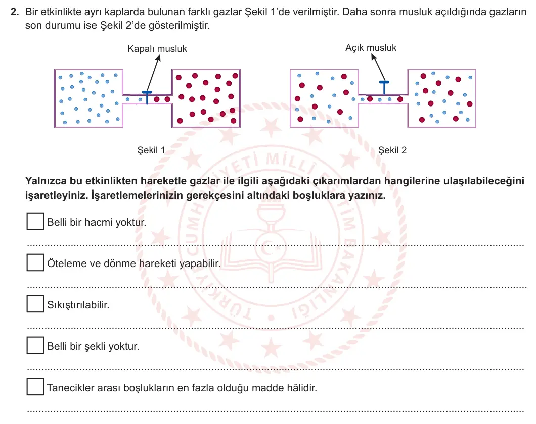 5. Sınıf Fen Bilimleri 2024-2025 2. Dönem 1. Yazılı 2. Soru görseli