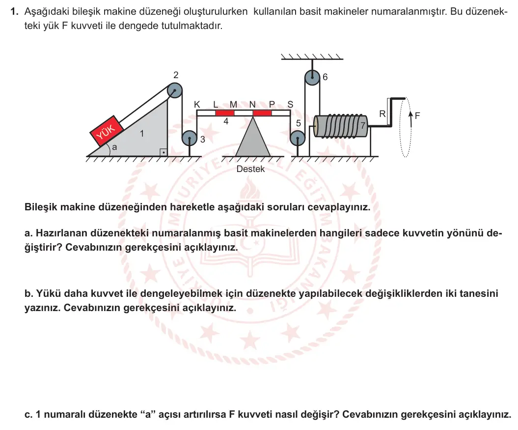 8. Sınıf Fen Bilimleri 2024-2025 2. Dönem 1. Yazılı 1. Soru görseli (1/2)