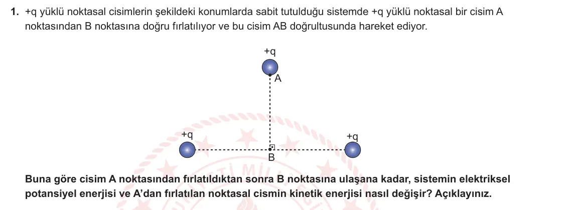 11. Sınıf Fizik 2024-2025 2. Dönem 1. Yazılı 1. Soru görseli