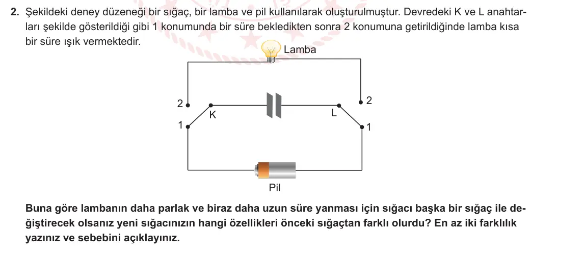 11. Sınıf Fizik 2024-2025 2. Dönem 1. Yazılı 2. Soru görseli