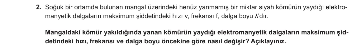 12. Sınıf Fizik 2024-2025 2. Dönem 1. Yazılı 2. Soru görseli