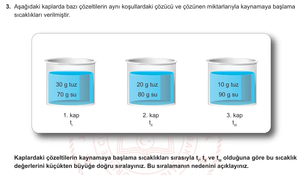 10. Sınıf Kimya 2024-2025 2. Dönem 1. Yazılı 3. Soru görseli