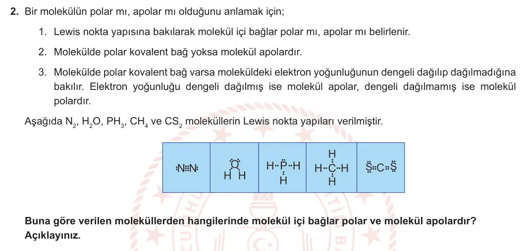 9. Sınıf Kimya 2024-2025 2. Dönem 1. Yazılı 2. Soru görseli