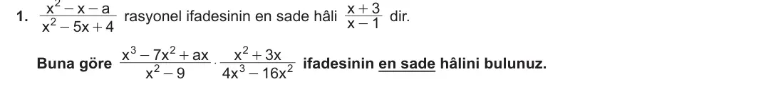 10. Sınıf Matematik 2024-2025 2. Dönem 1. Yazılı 1. Soru görseli