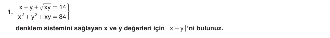 11. Sınıf Matematik 2024-2025 2. Dönem 1. Yazılı 1. Soru görseli