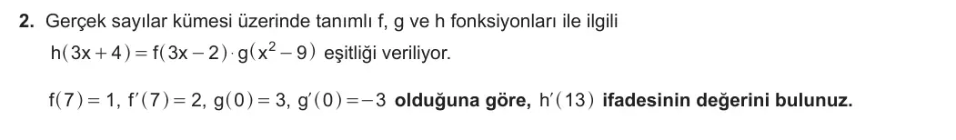 12. Sınıf Matematik 2024-2025 2. Dönem 1. Yazılı 2. Soru görseli