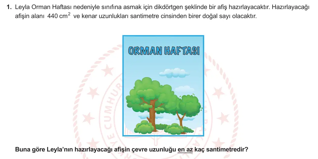 5. Sınıf Matematik 2024-2025 2. Dönem 1. Yazılı 1. Soru görseli