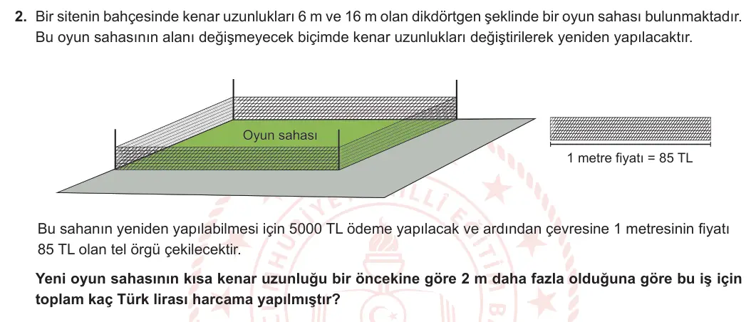 5. Sınıf Matematik 2024-2025 2. Dönem 1. Yazılı 2. Soru görseli
