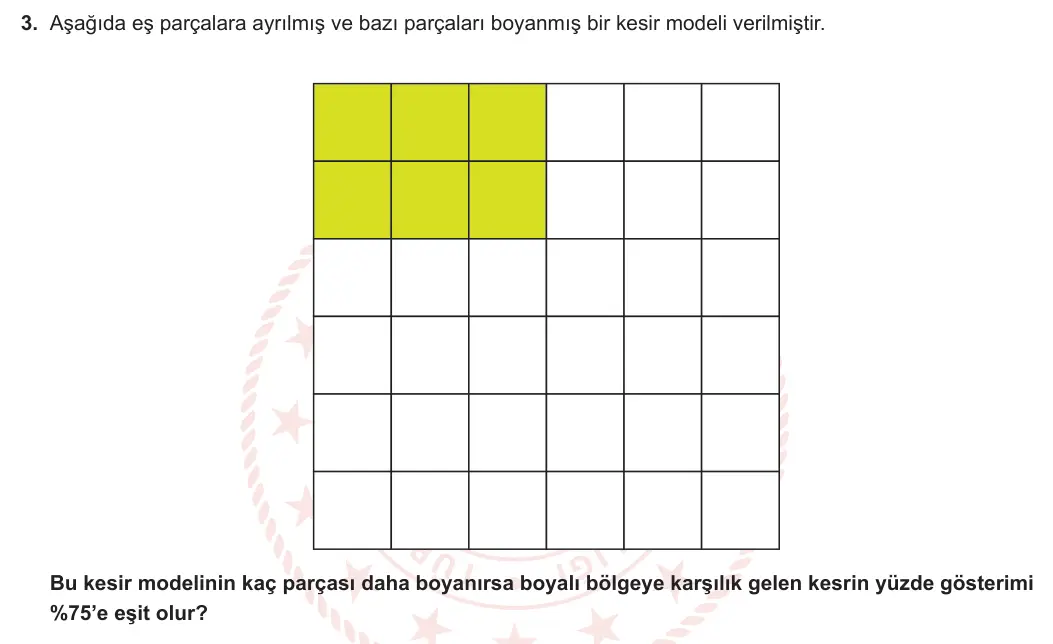5. Sınıf Matematik 2024-2025 2. Dönem 1. Yazılı 3. Soru görseli